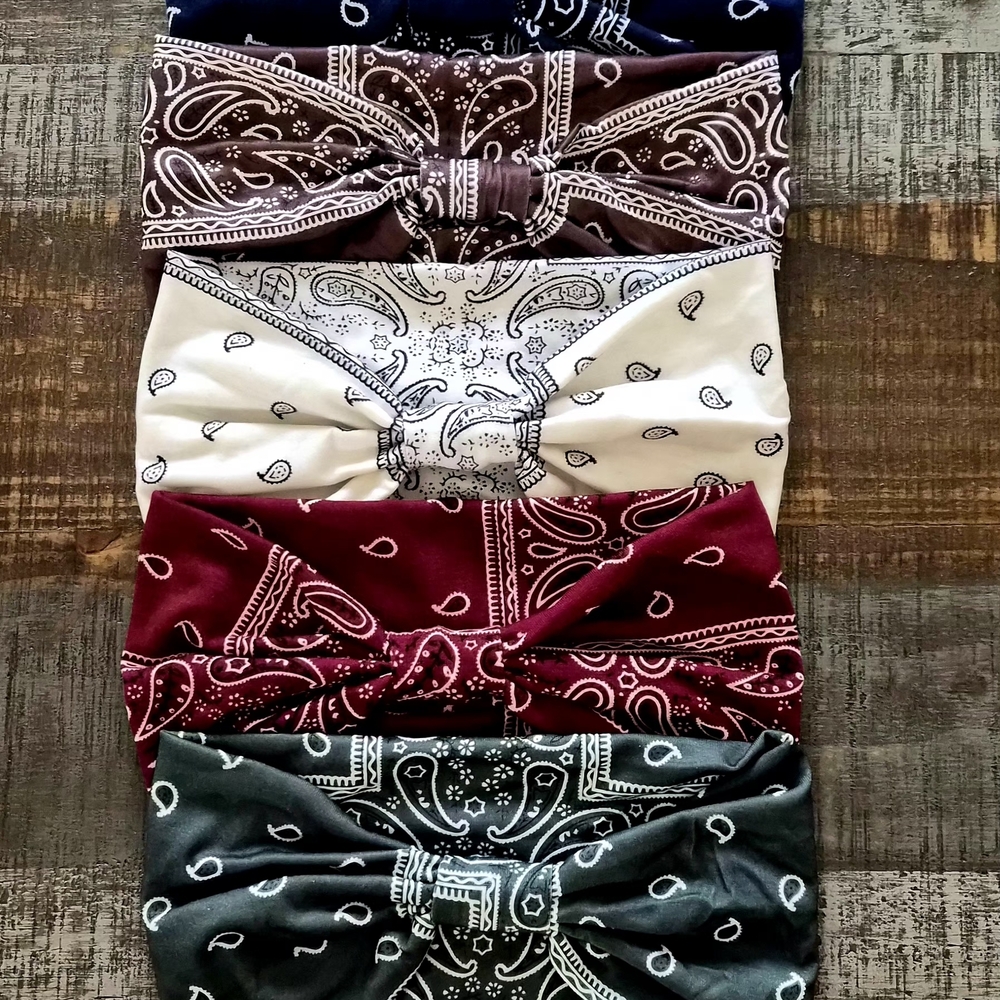 Set of 5 Vibrant Headband Hair Bands Paisley ~ Soft and Flexible ~ Adult BNIP